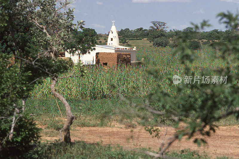 西非布基纳法索Sodin Yatenga小的农村清真寺农田